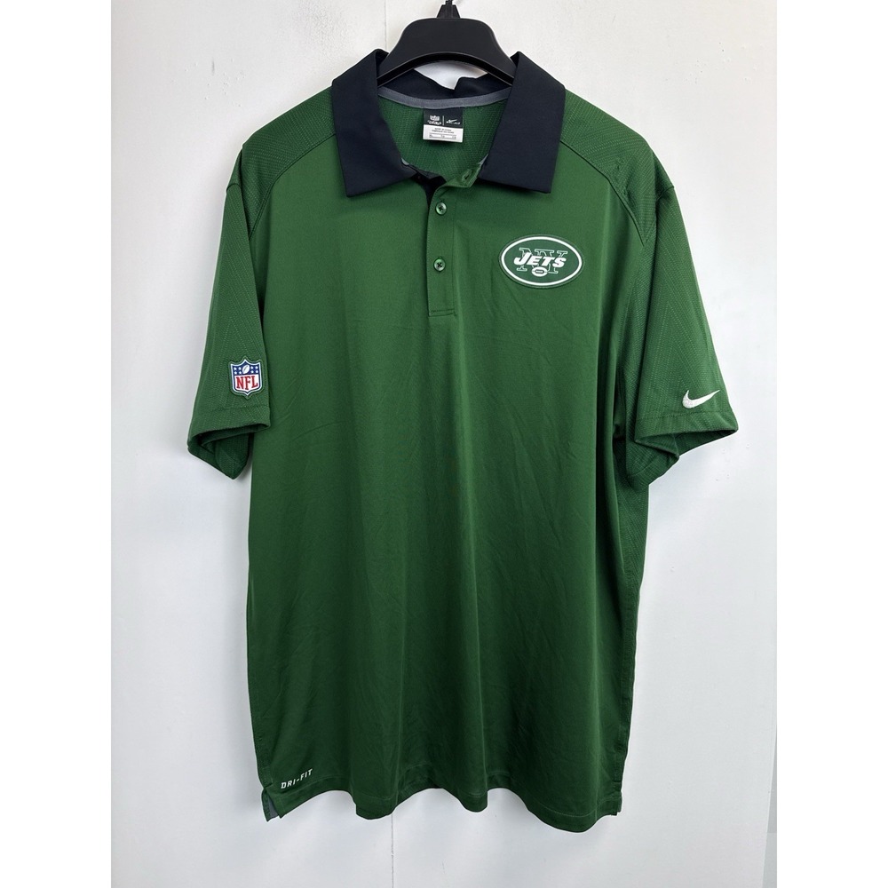 New York Jets Polo Shirt Mens Size‎ XL Green Nike Dri-Fit Football Performance